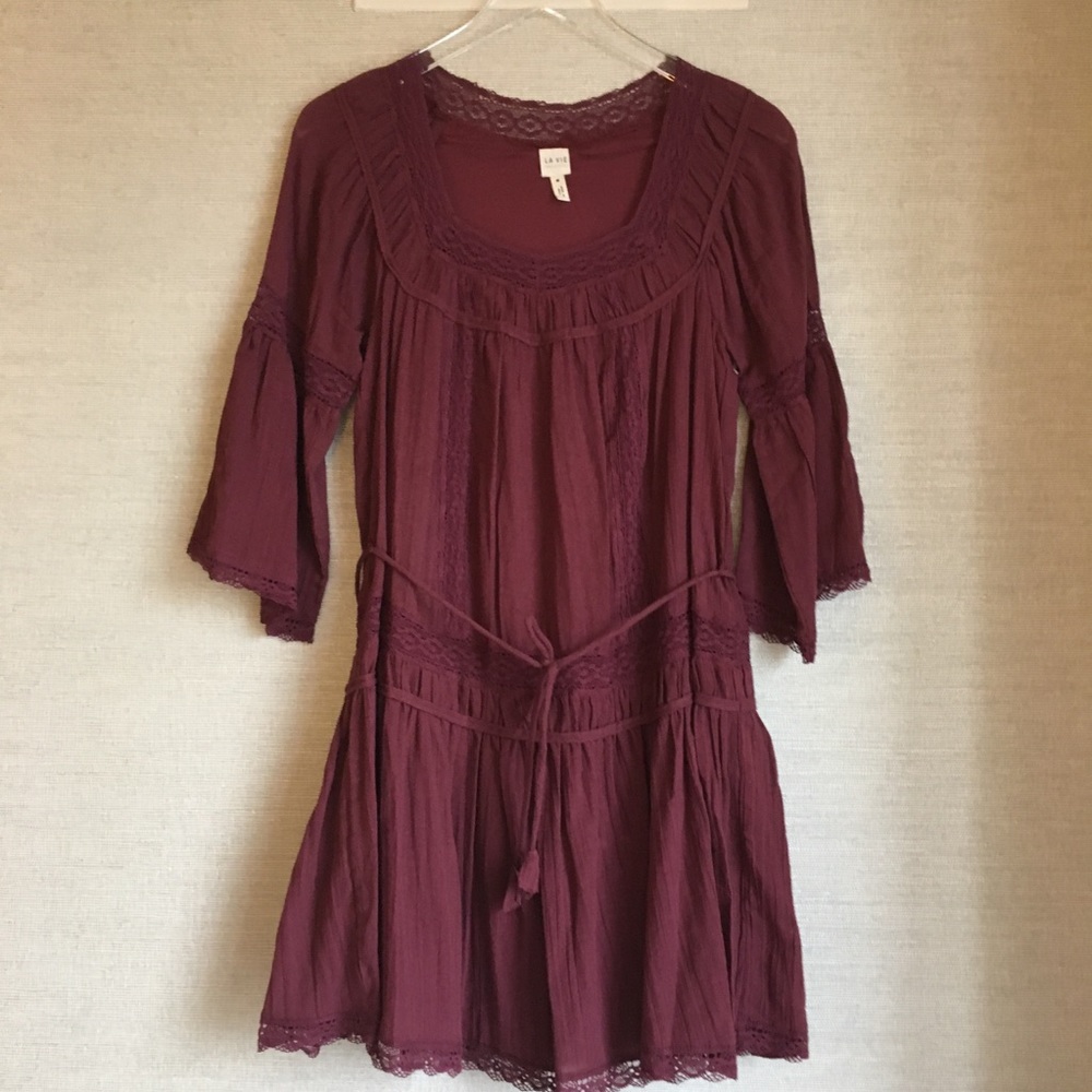 Rebecca Taylor La Vie Gauze Dress with Lace